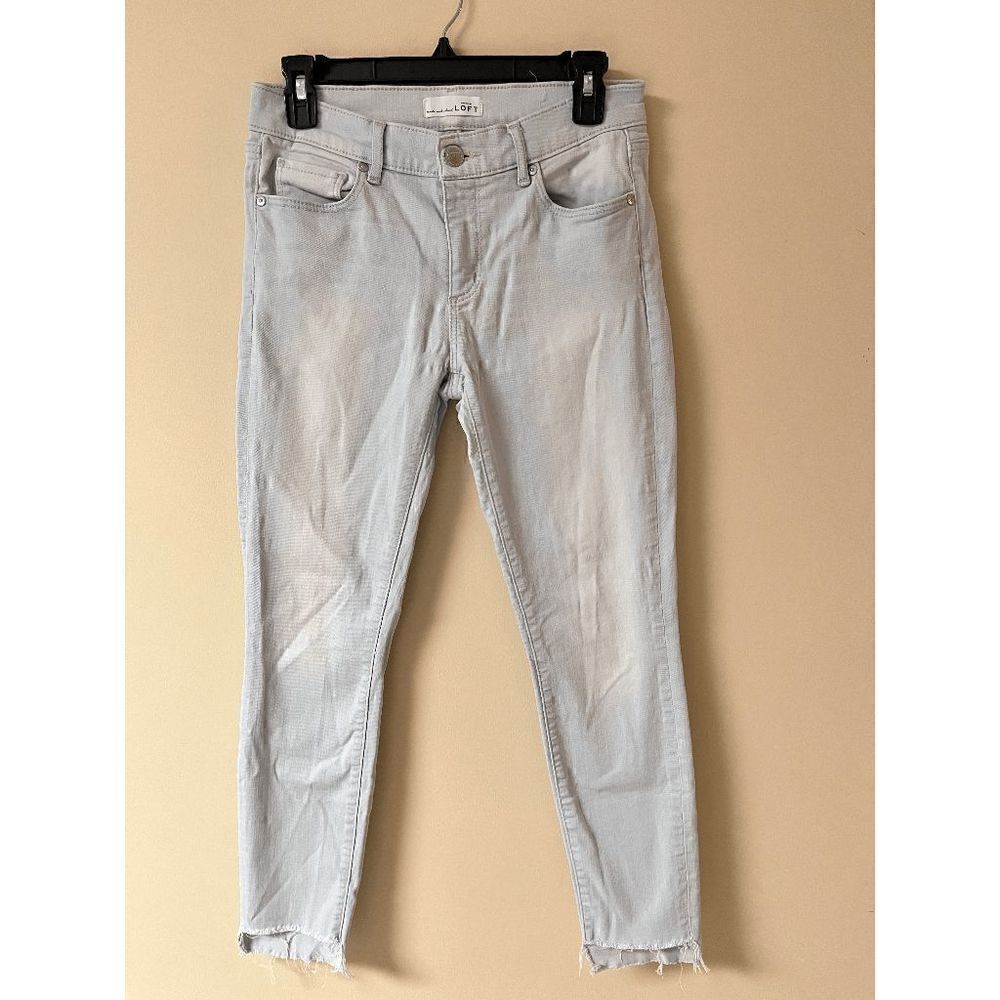 Ann Taylor Loft Womens Hi Rise Modern Skinny step Hem Jeans Light Wash Sz 27